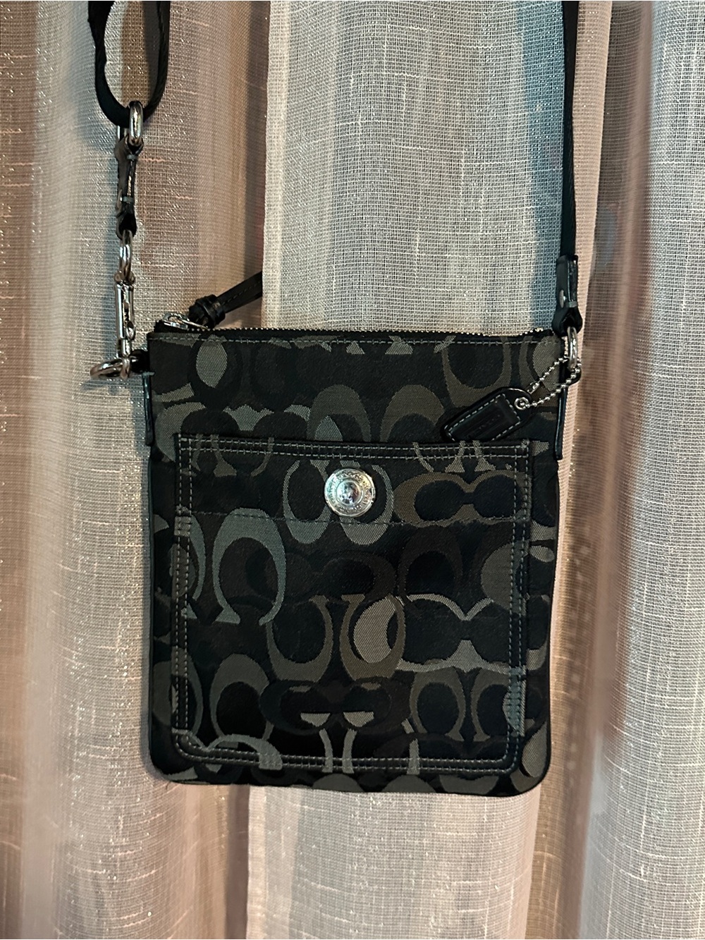 Coach Black and Gray Signature Crossbody